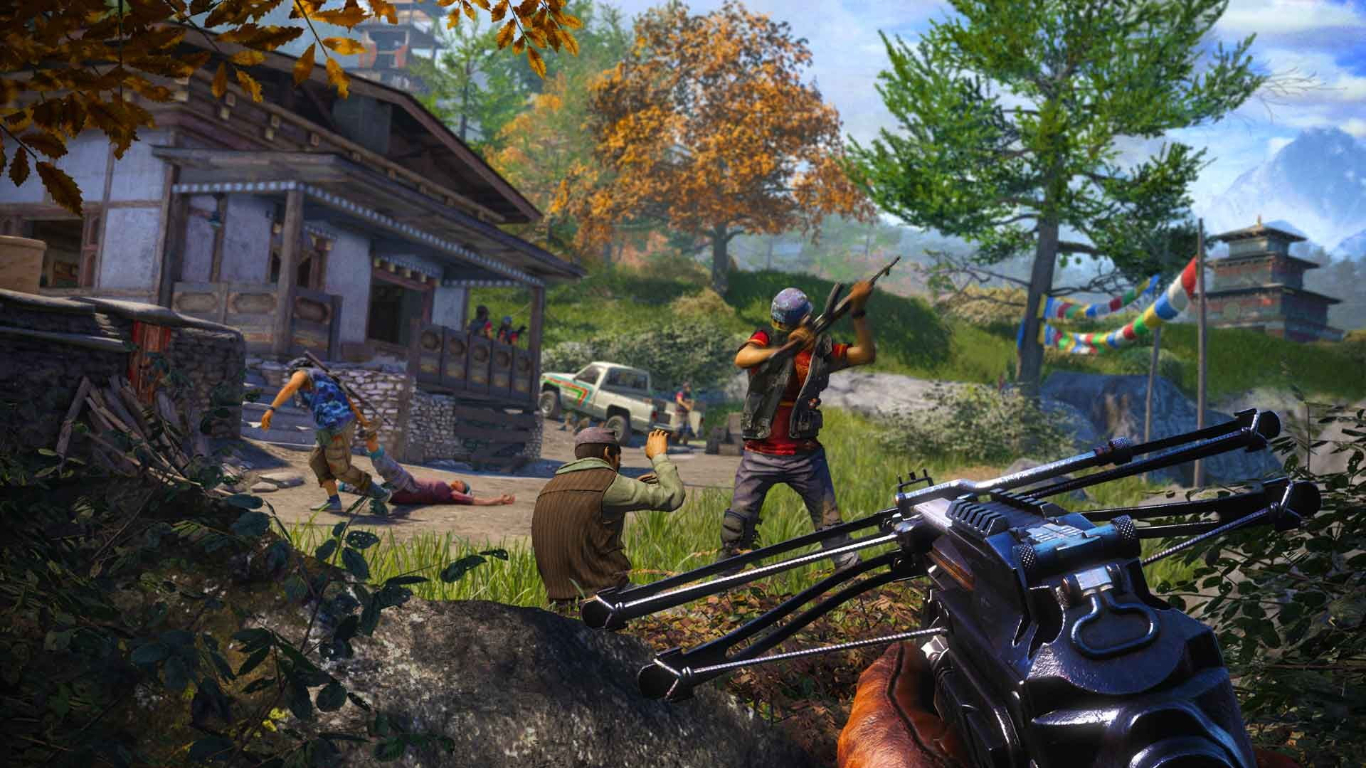 Game character in a fight with bow arrow