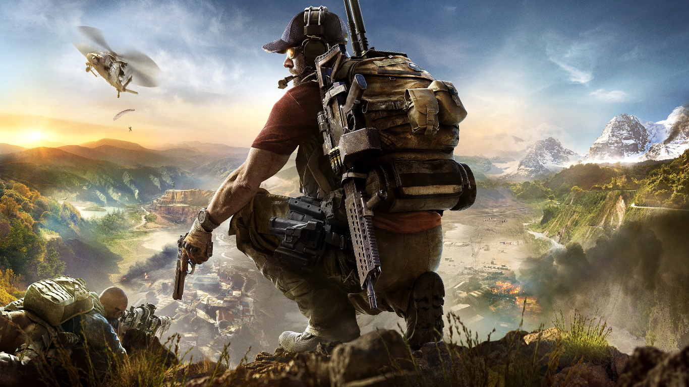 Tom clancy game character watching from top of hill