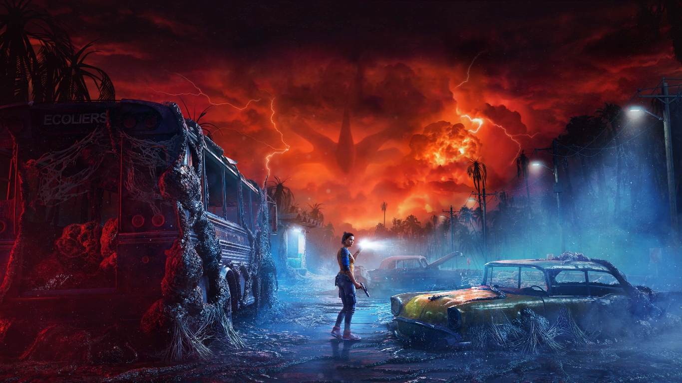 far cry 6 character on a street holding a torch and gun