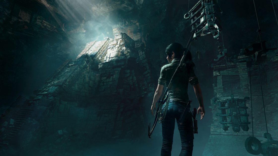 Lara croft exploring old ruins